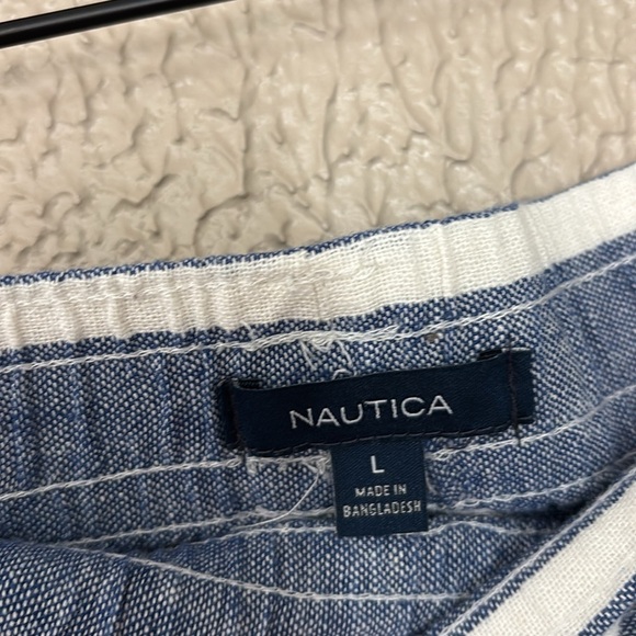 Women’s Nautica Striped Blue White Linen Blend Shorts, Large, Summer - Picture 4 of 6